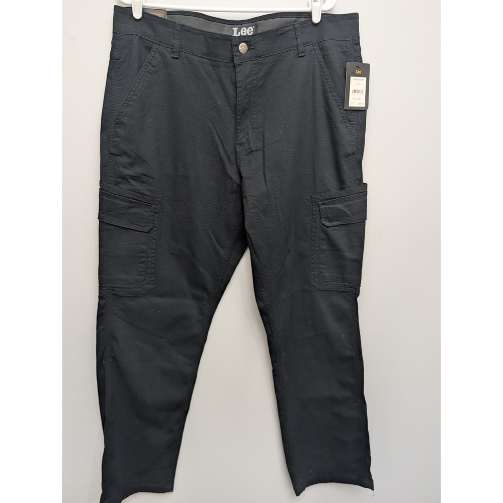 D4 NWT Lee Workwear Pants Mens 36 x 32 Cargo Black Relaxed Cotton Blend
